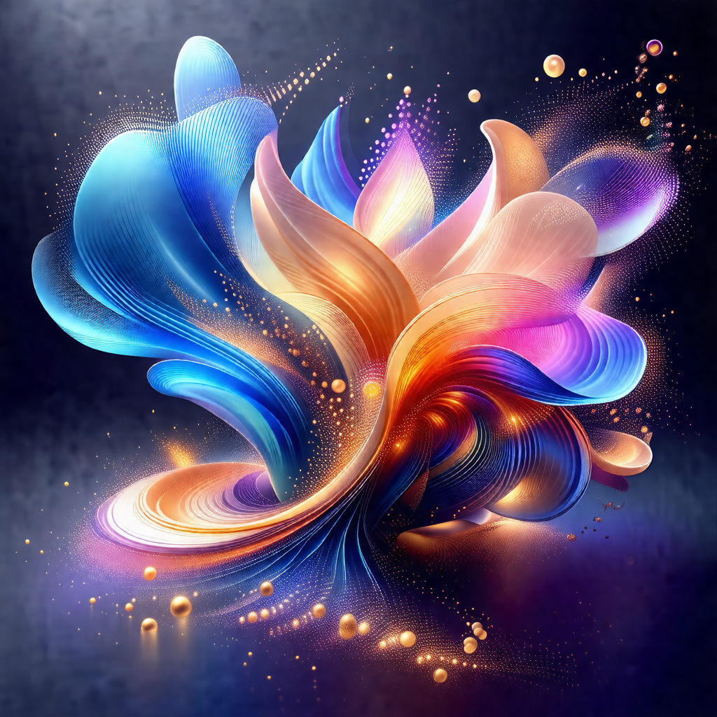 Vibrant and colorful flower, with a mix of blue, orange, ...