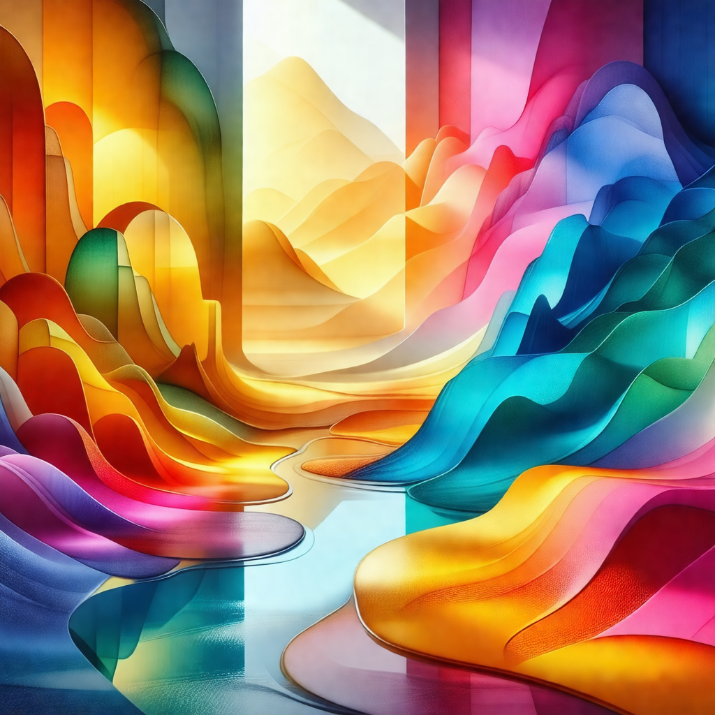 Colorful and artistic painting of a mountainous landscape