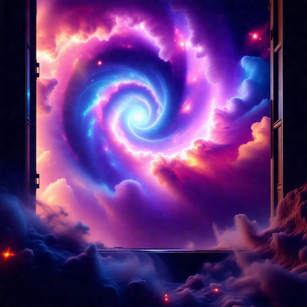 Purple spiral galaxy with a swirling pattern, resembling ...