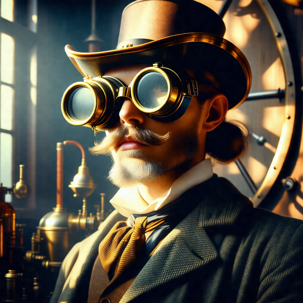 Man wearing a top hat and glasses, giving him a distincti...