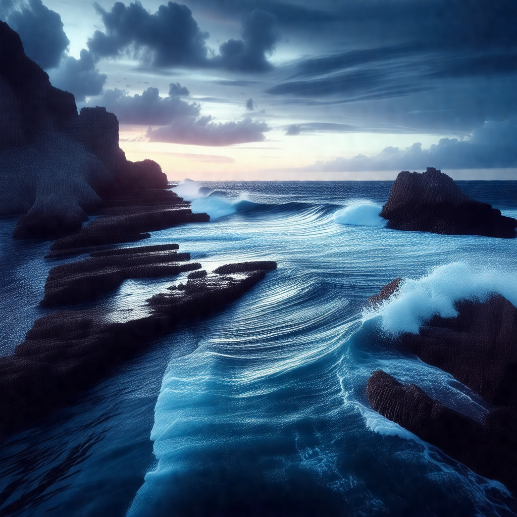 Beautiful ocean scene with a rocky coastline