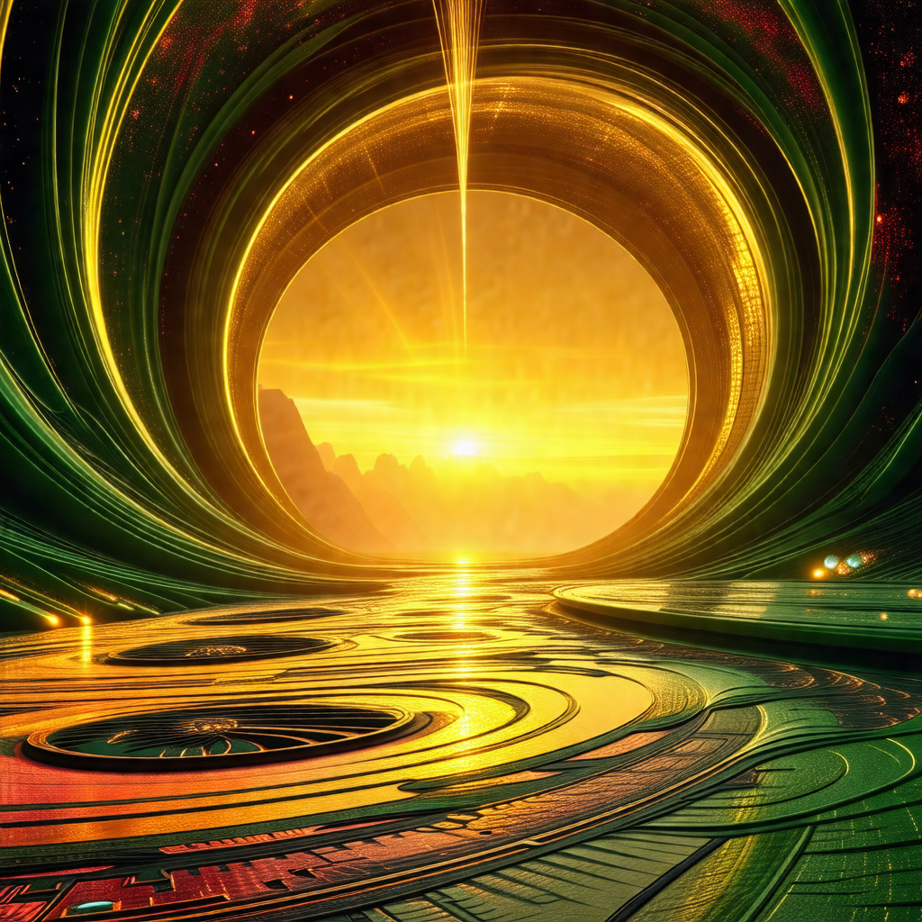 Futuristic scene with a large, circular structure in the ...