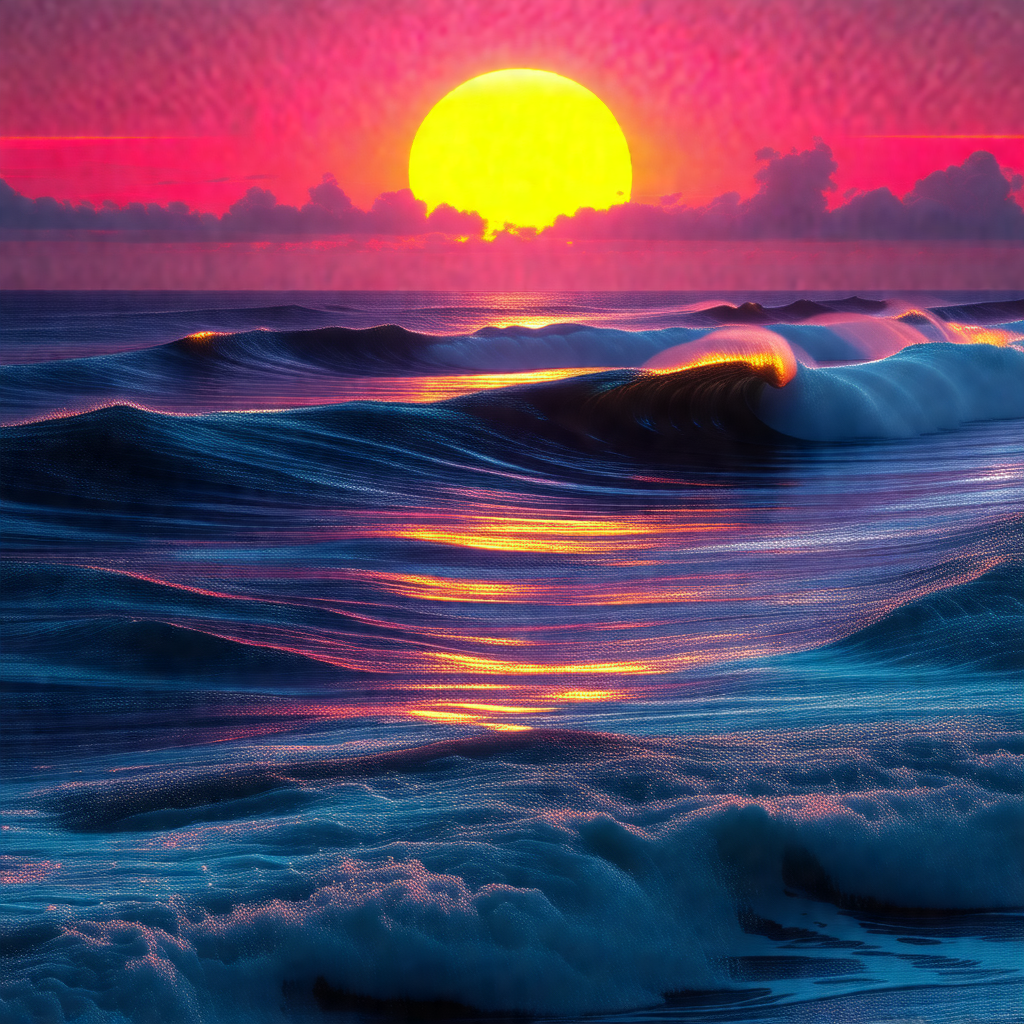 Captures a beautiful sunset over the ocean