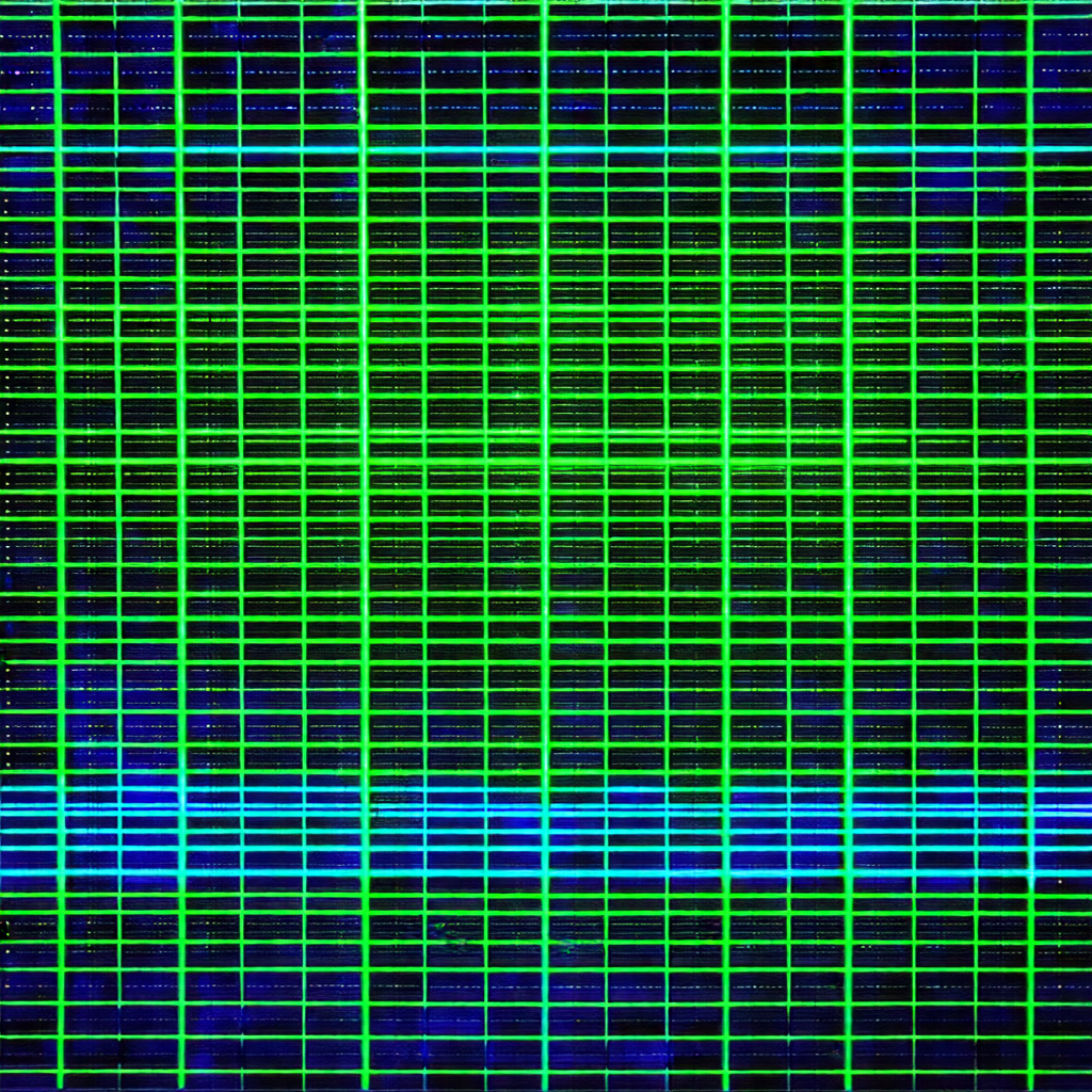 Close-up of a green and blue checkered pattern