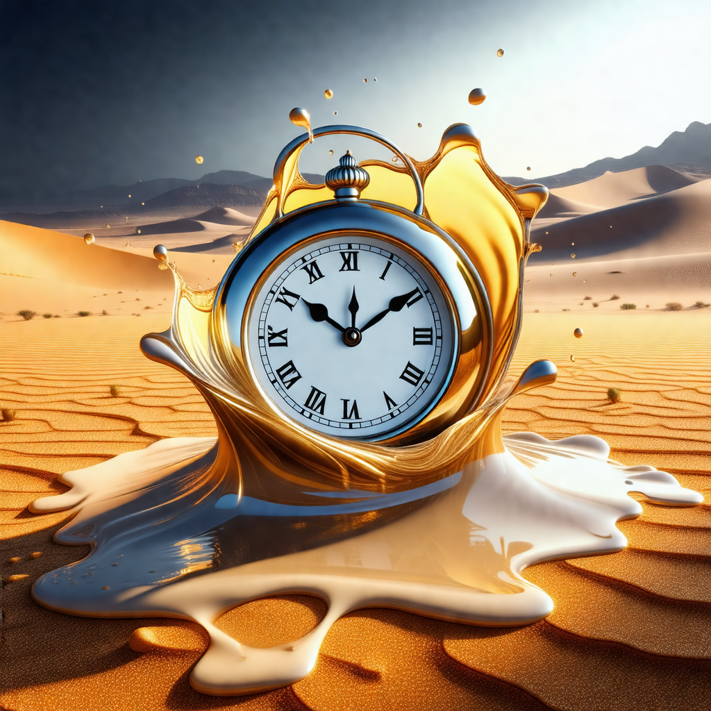 Clock sitting in a pool of liquid, which appears to be a ...