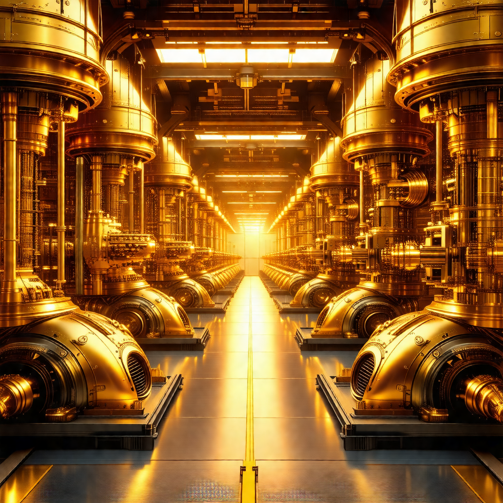 Large industrial building with a long hallway filled with...