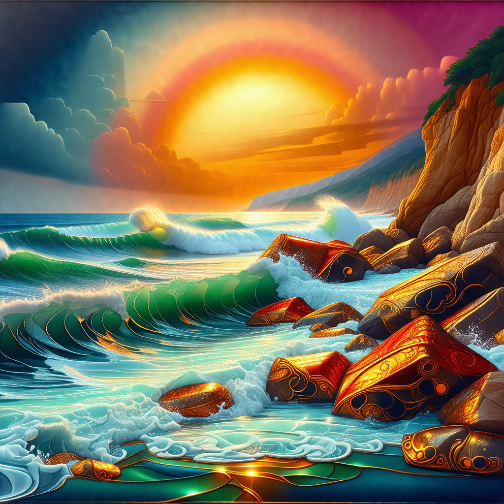 Beautiful beach scene with a large body of water, likely ...