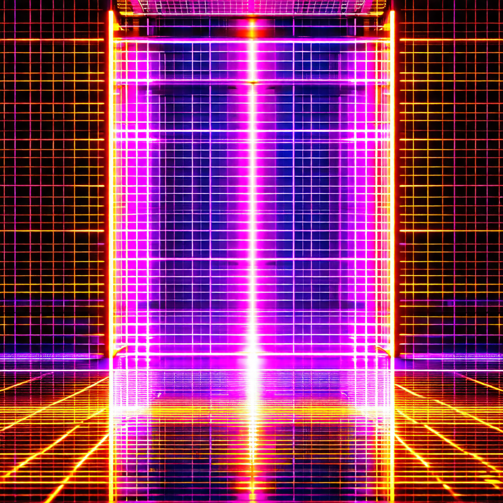 Large, brightly lit doorway with a purple glow