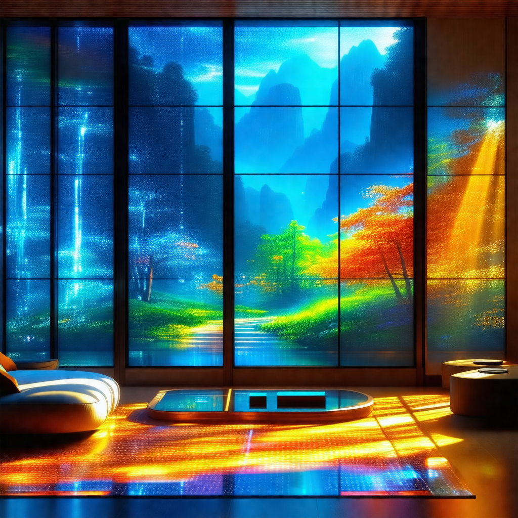 Living room with a large window that showcases a beautifu...