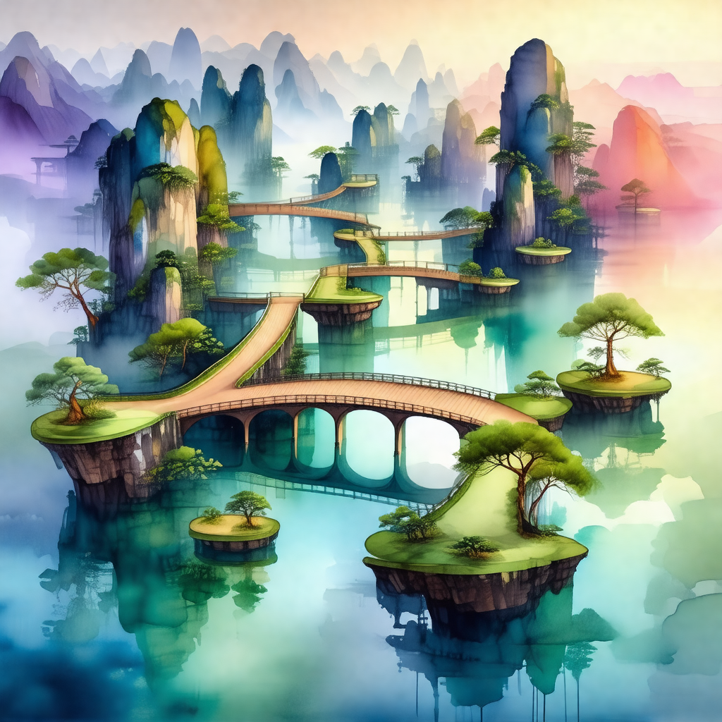 Colorful and detailed painting of a beautiful island with...
