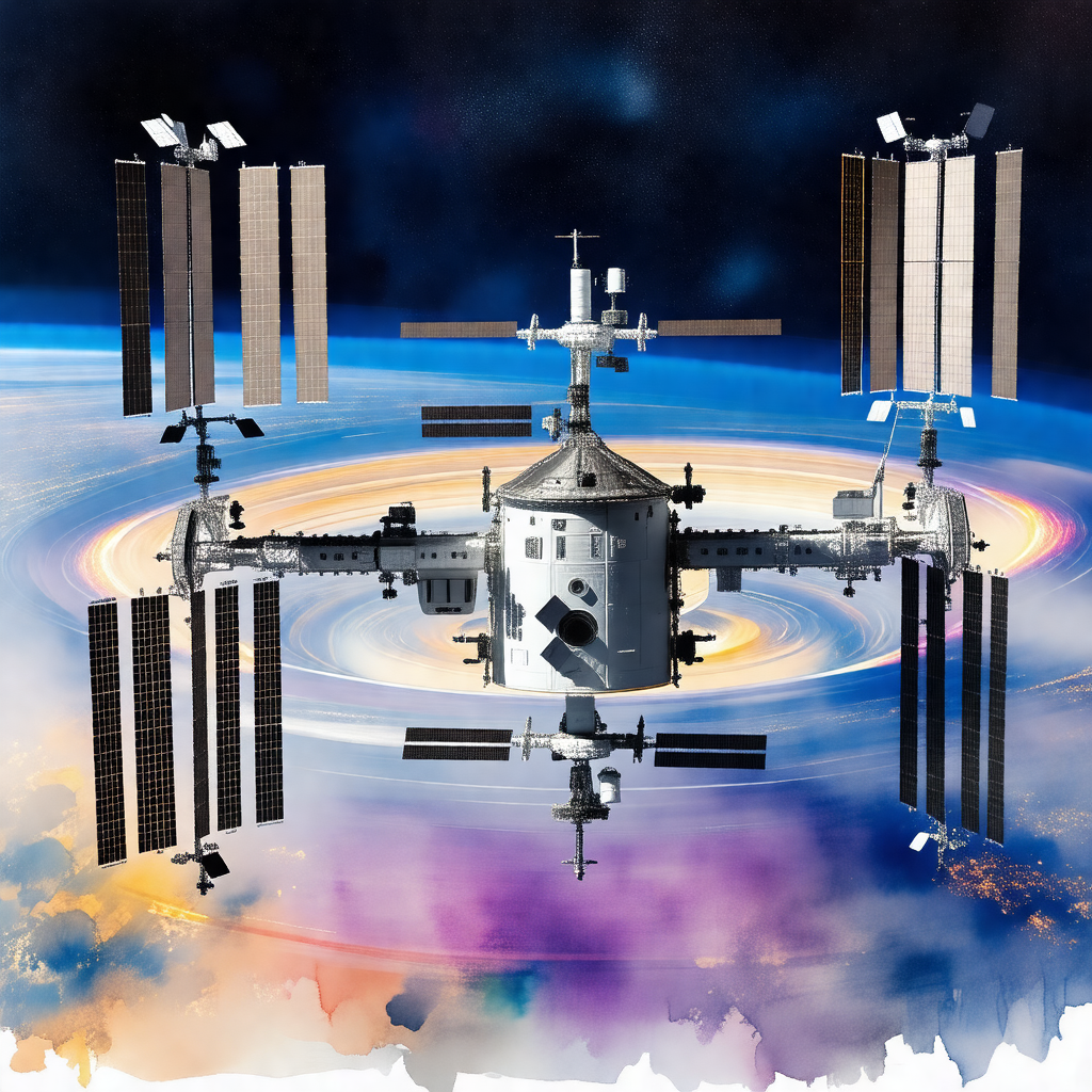 Large spacecraft with a dome-shaped structure on top of it