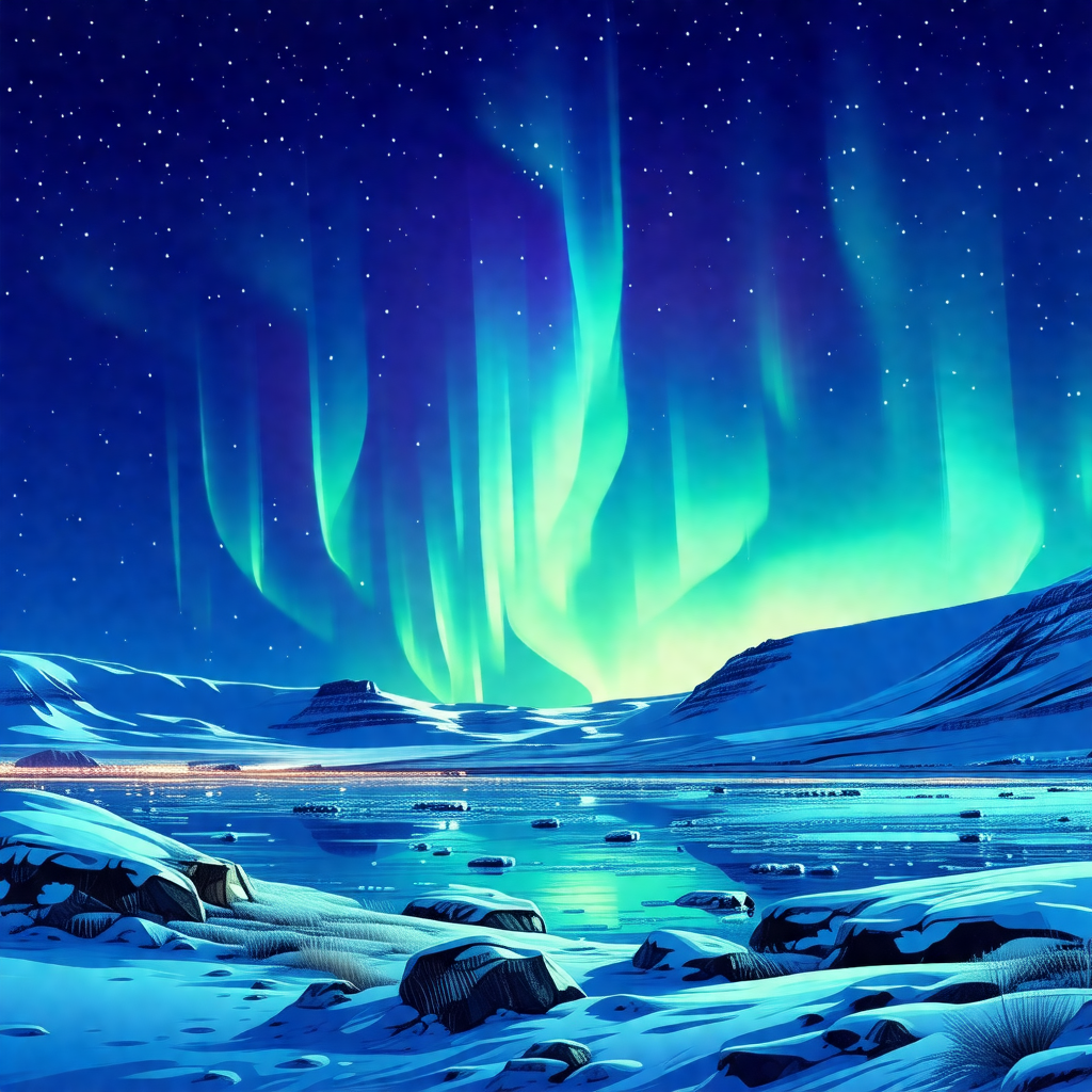 Beautiful night scene with a mountain range in the backgr...