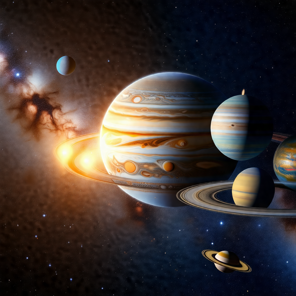 Beautifully detailed illustration of the solar system, sh...