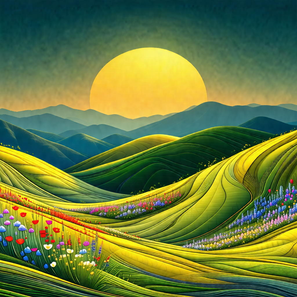 Beautiful landscape with a sunset in the background