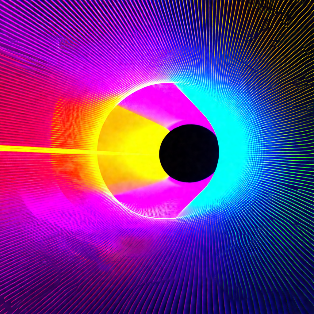 Tunnel with a brightly colored, rainbow-like pattern on t...