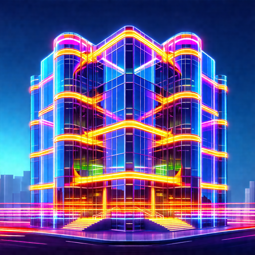 Large, colorful building with a unique design
