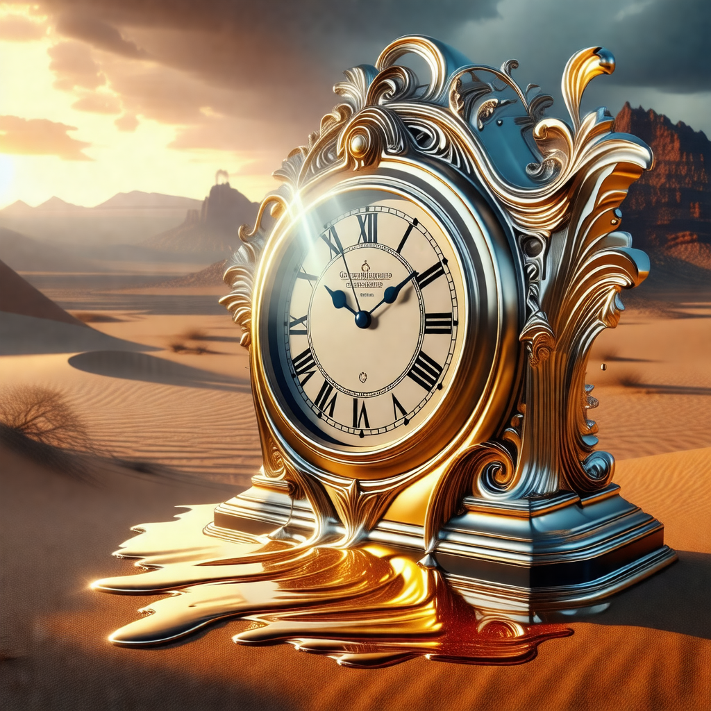 Large, ornate clock with a gold and white design
