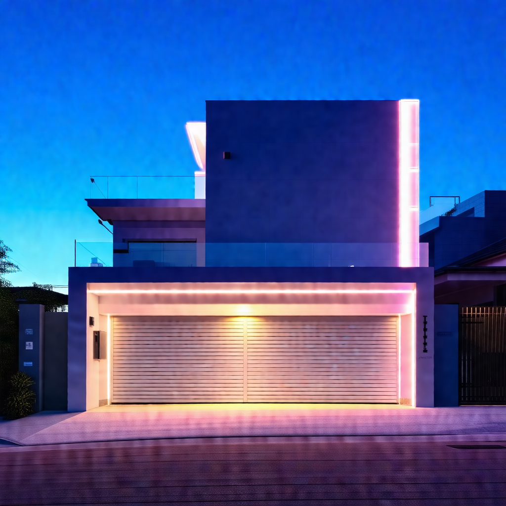 Large, modern-looking house with a garage door