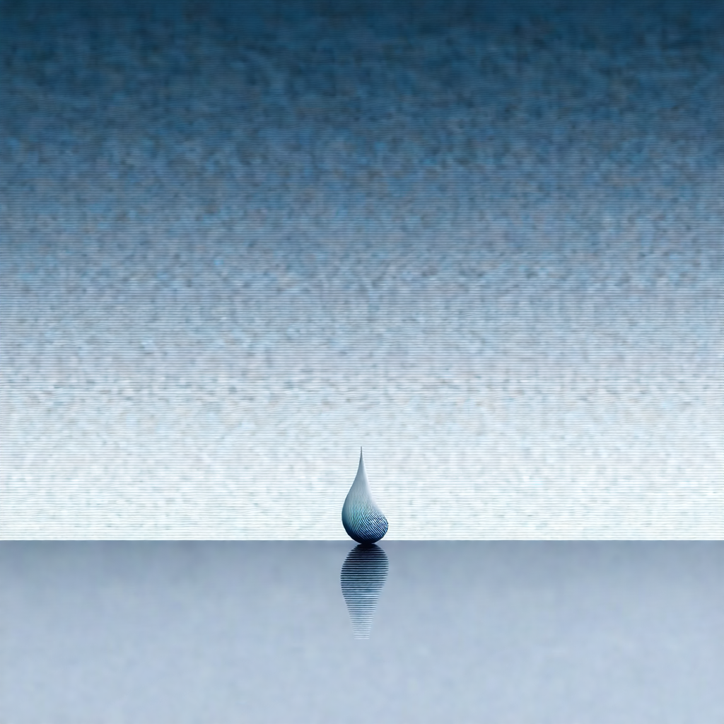 Single drop of water suspended in mid-air, surrounded by ...