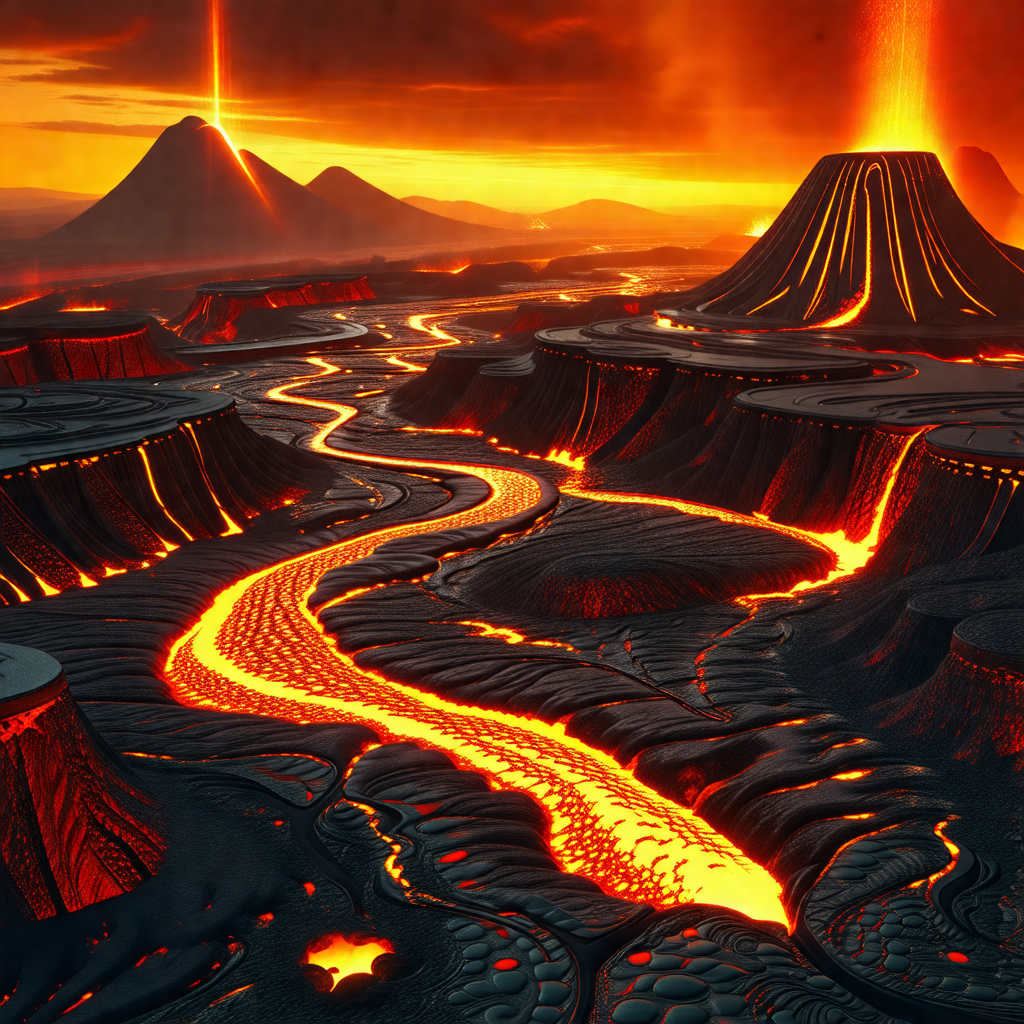Vivid and colorful landscape, featuring a river flowing t...