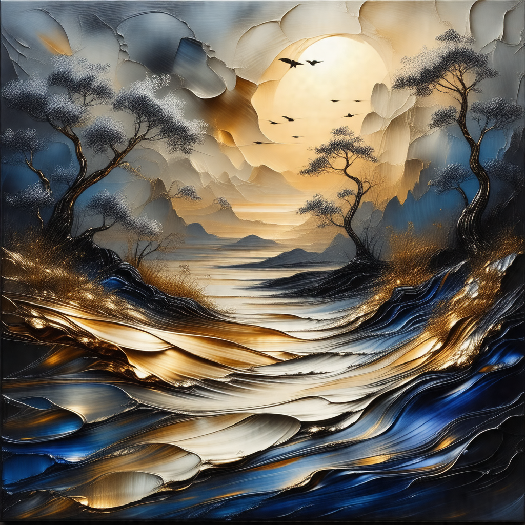 Beautiful painting of a serene beach scene