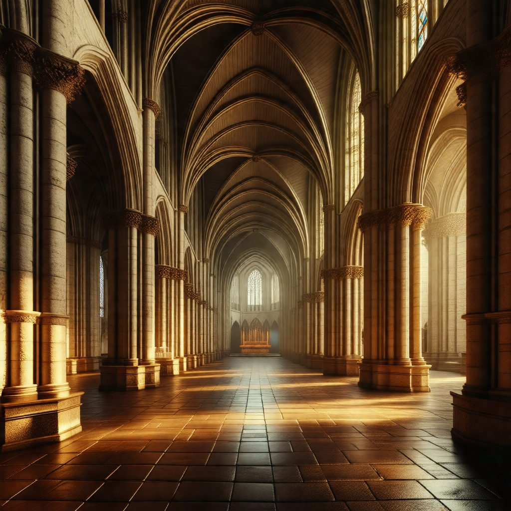 Large, ornate cathedral with a high vaulted ceiling
