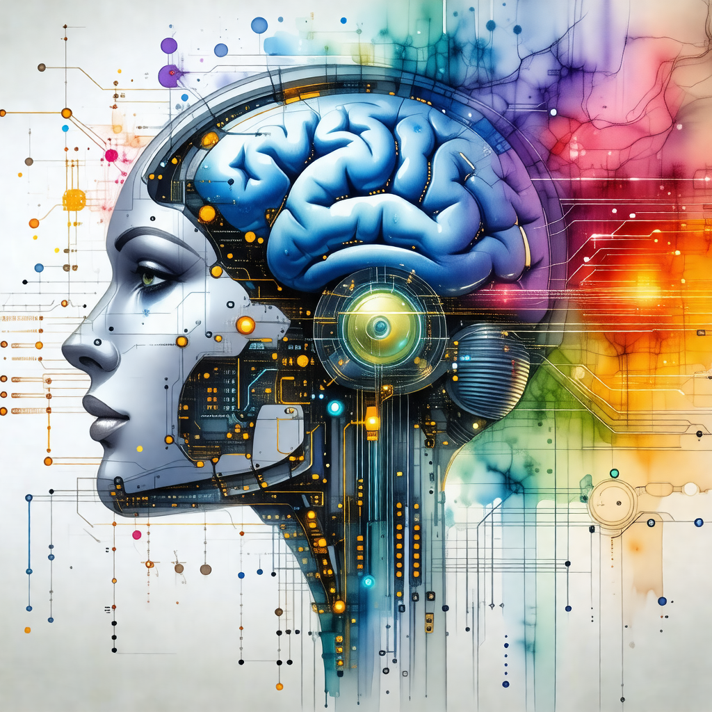 Colorful and detailed illustration of a human head, with ...