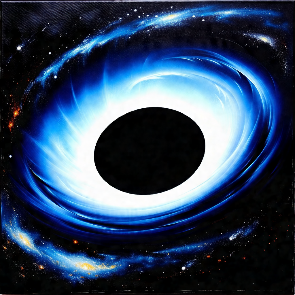 Large, blue, swirling vortex with a black hole in the center