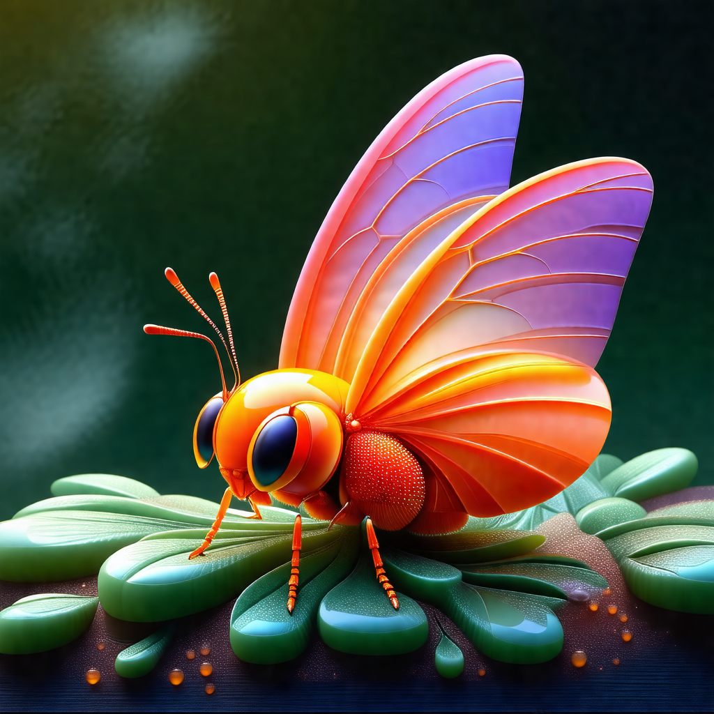 Colorful butterfly sitting on a green leaf