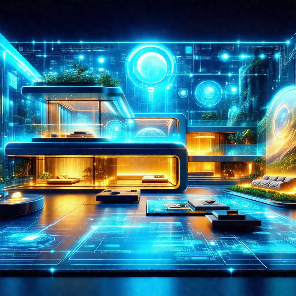 Futuristic, blue-lit room with a modern design