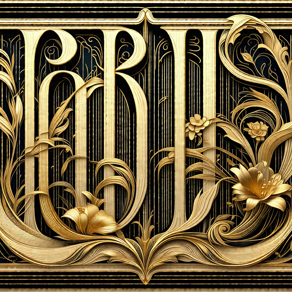 Beautifully designed gold letter "u" with a flower on top...