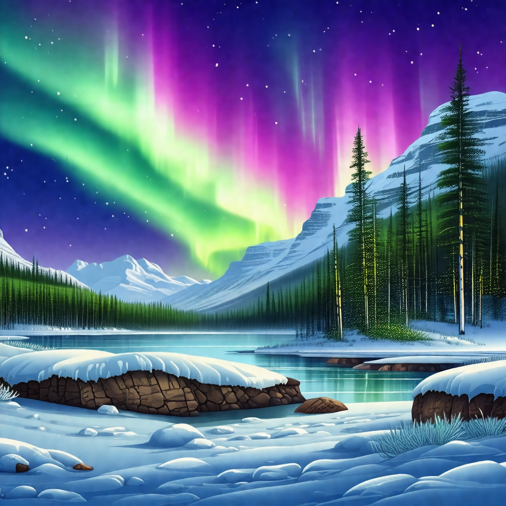 Beautiful winter scene with a snow-covered landscape and ...