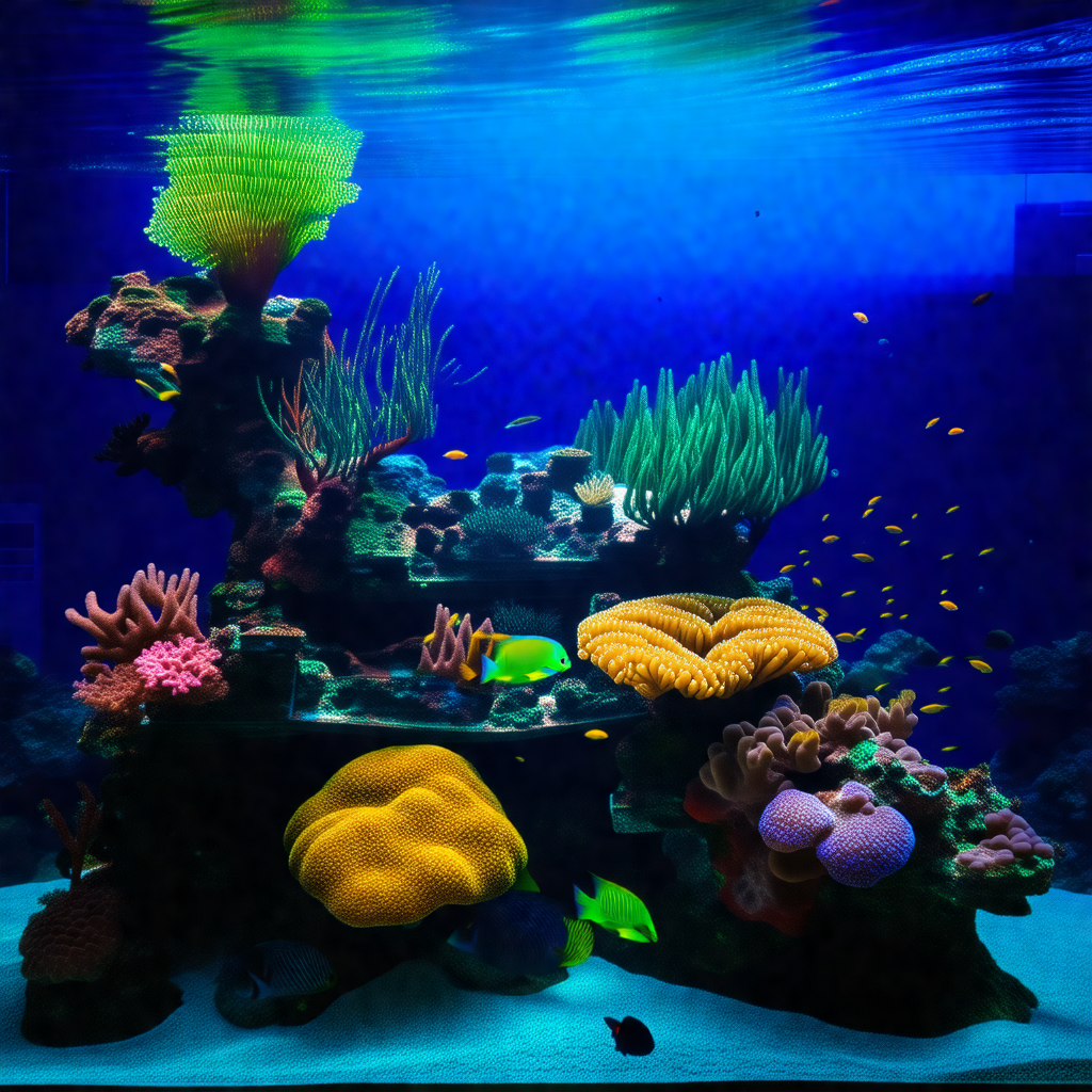 Large aquarium filled with a variety of colorful fish and...