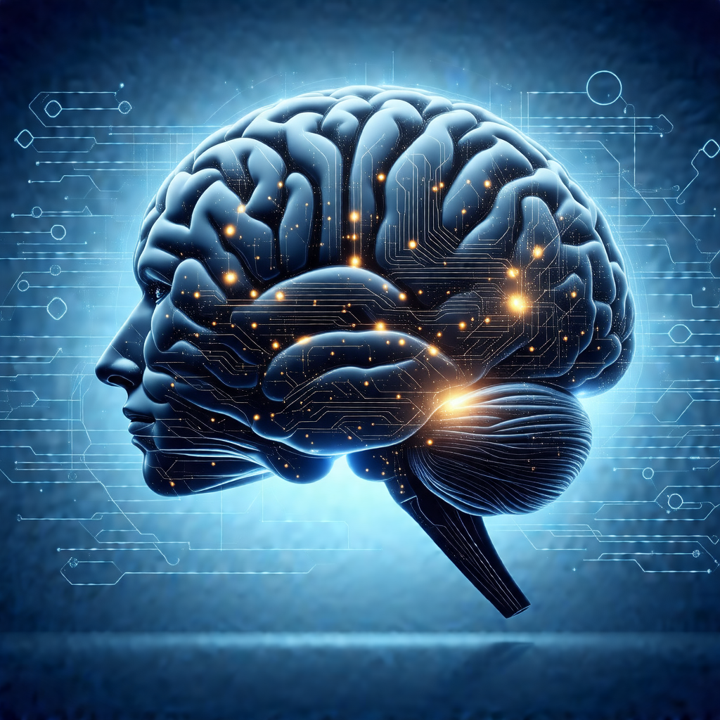 Close-up of a human brain, with a focus on the frontal lobe