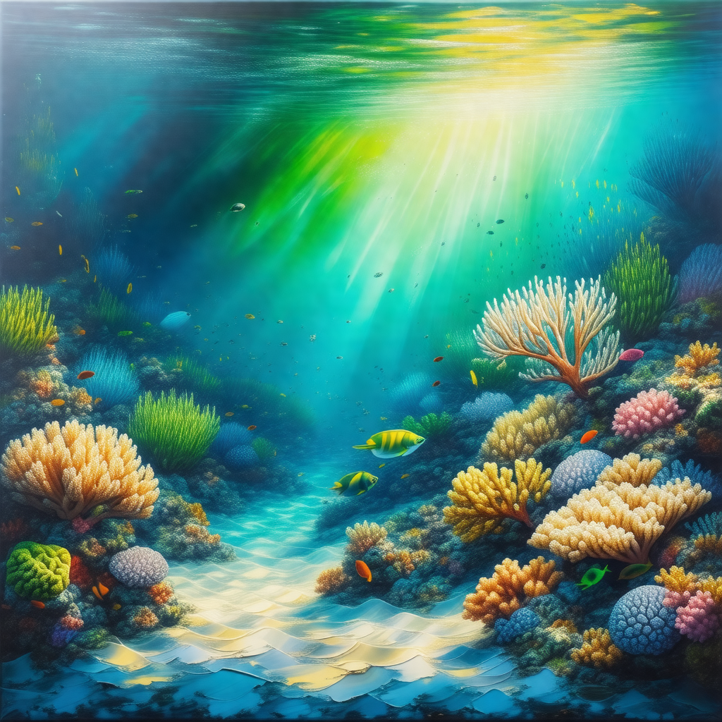 Vibrant underwater scene with a variety of colorful fish ...