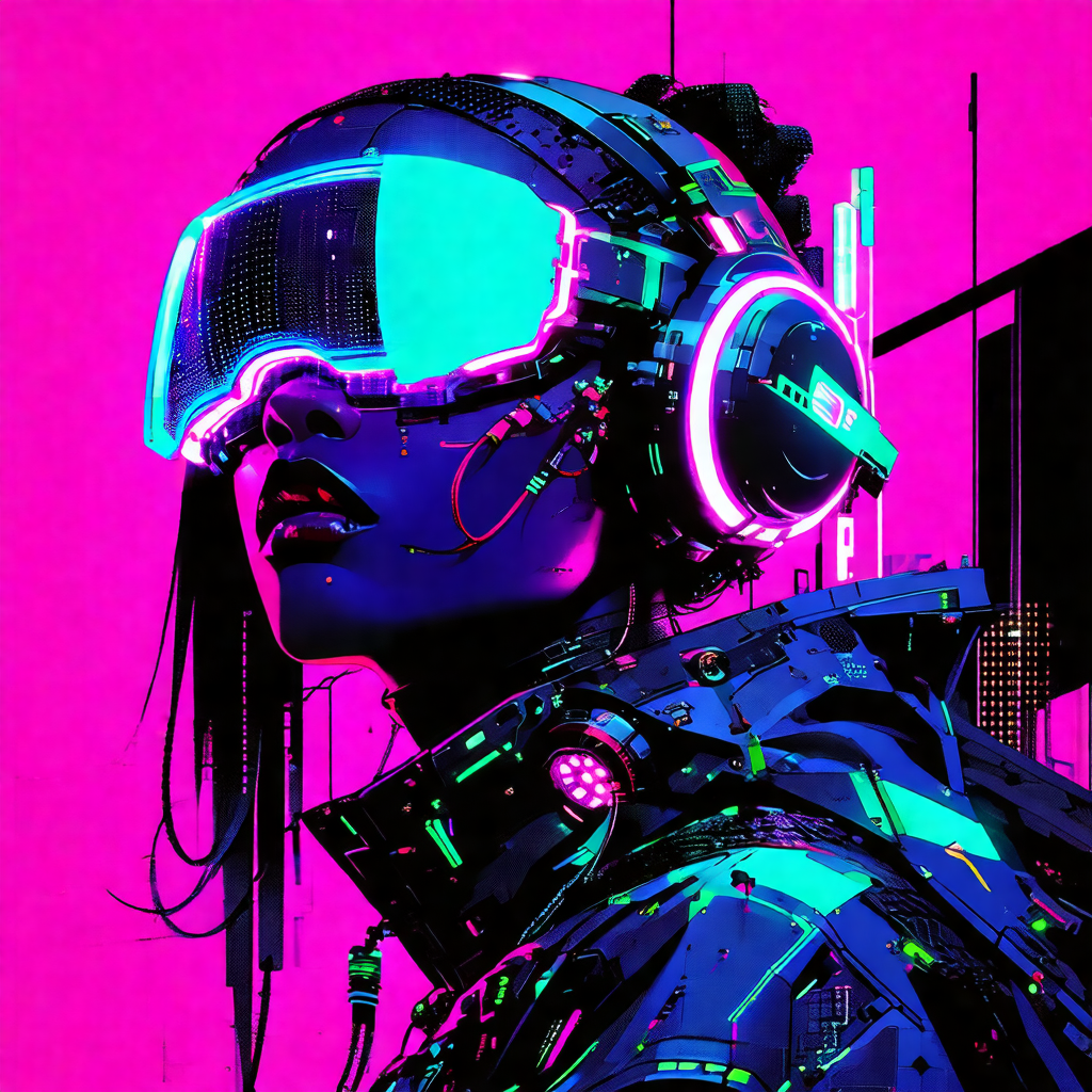 Futuristic, colorful, and artistic depiction of a woman w...