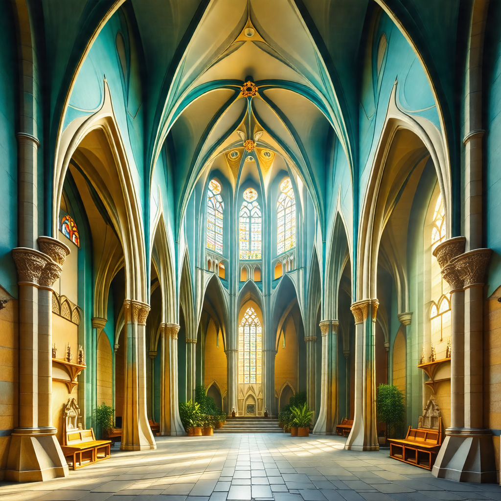 Large, ornate cathedral with a high vaulted ceiling