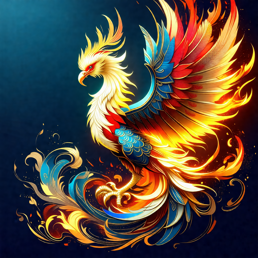 Colorful bird with a mix of red, blue, yellow, and orange...