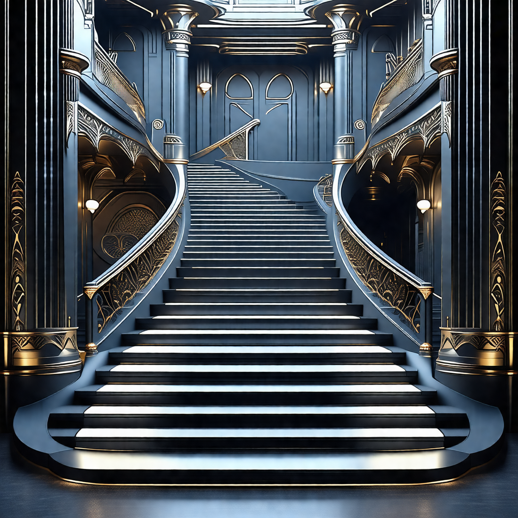 Grand staircase in a building, likely a palace or a mansion