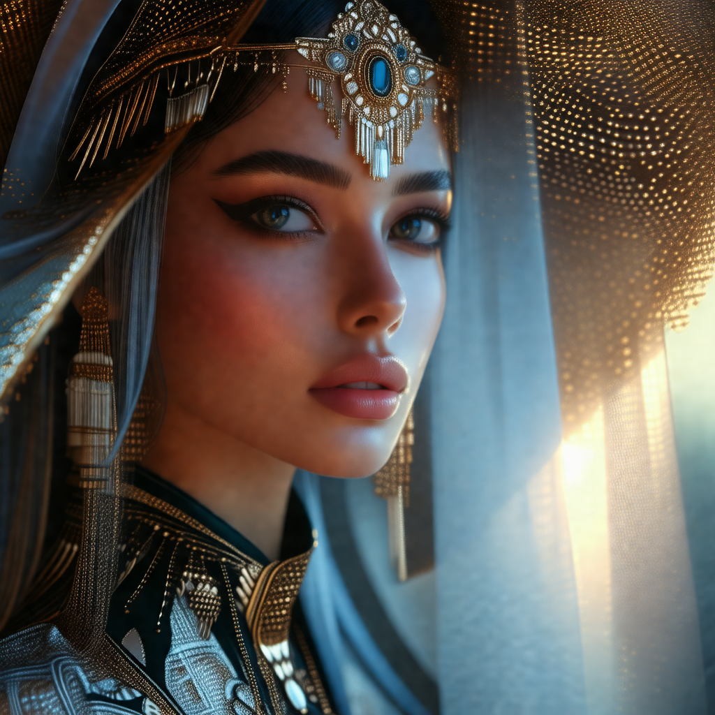 Woman wearing a gold crown and a white veil