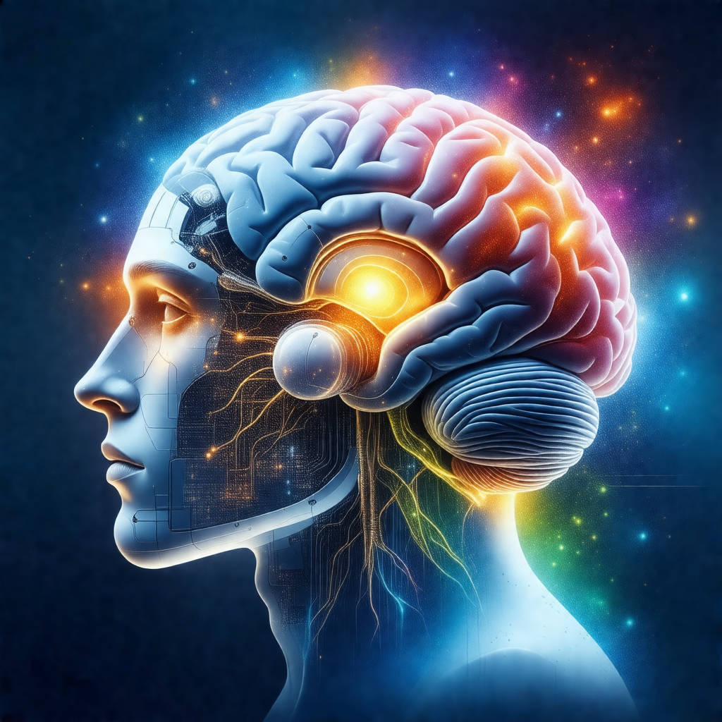 Close-up of a human head, focusing on the brain and the s...