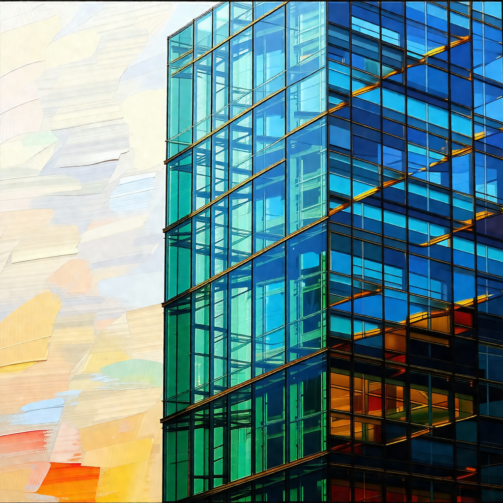 Large, colorful building with many windows