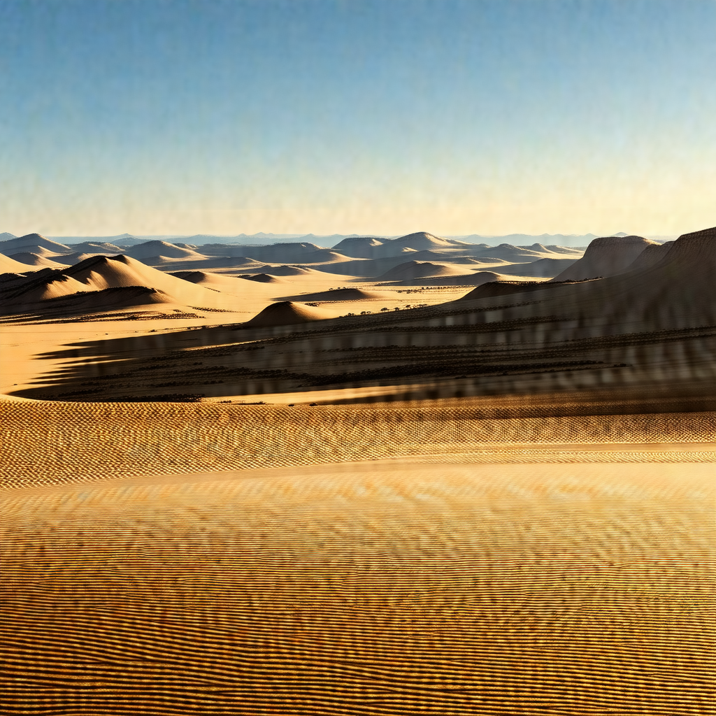 Vast desert landscape with a beautiful sunset in the back...