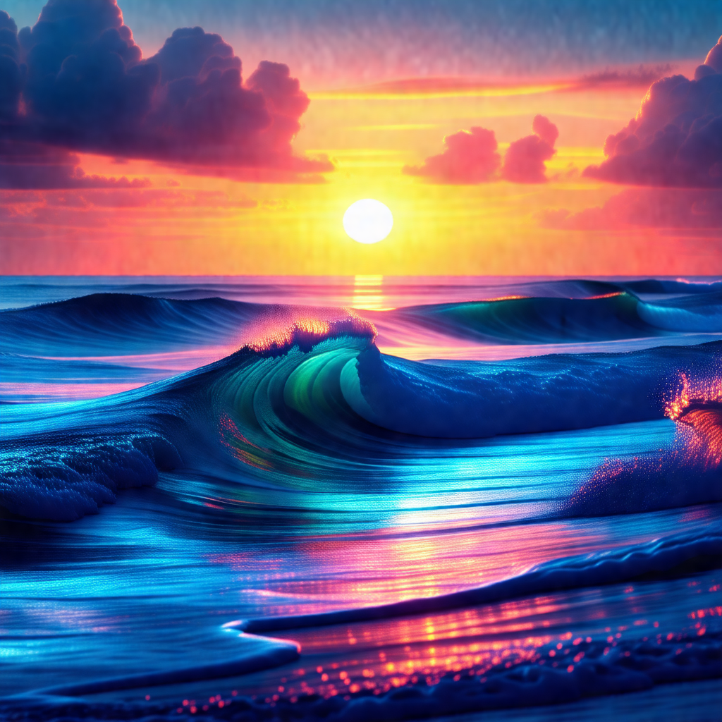 Beautiful sunset over the ocean, with the sun setting beh...