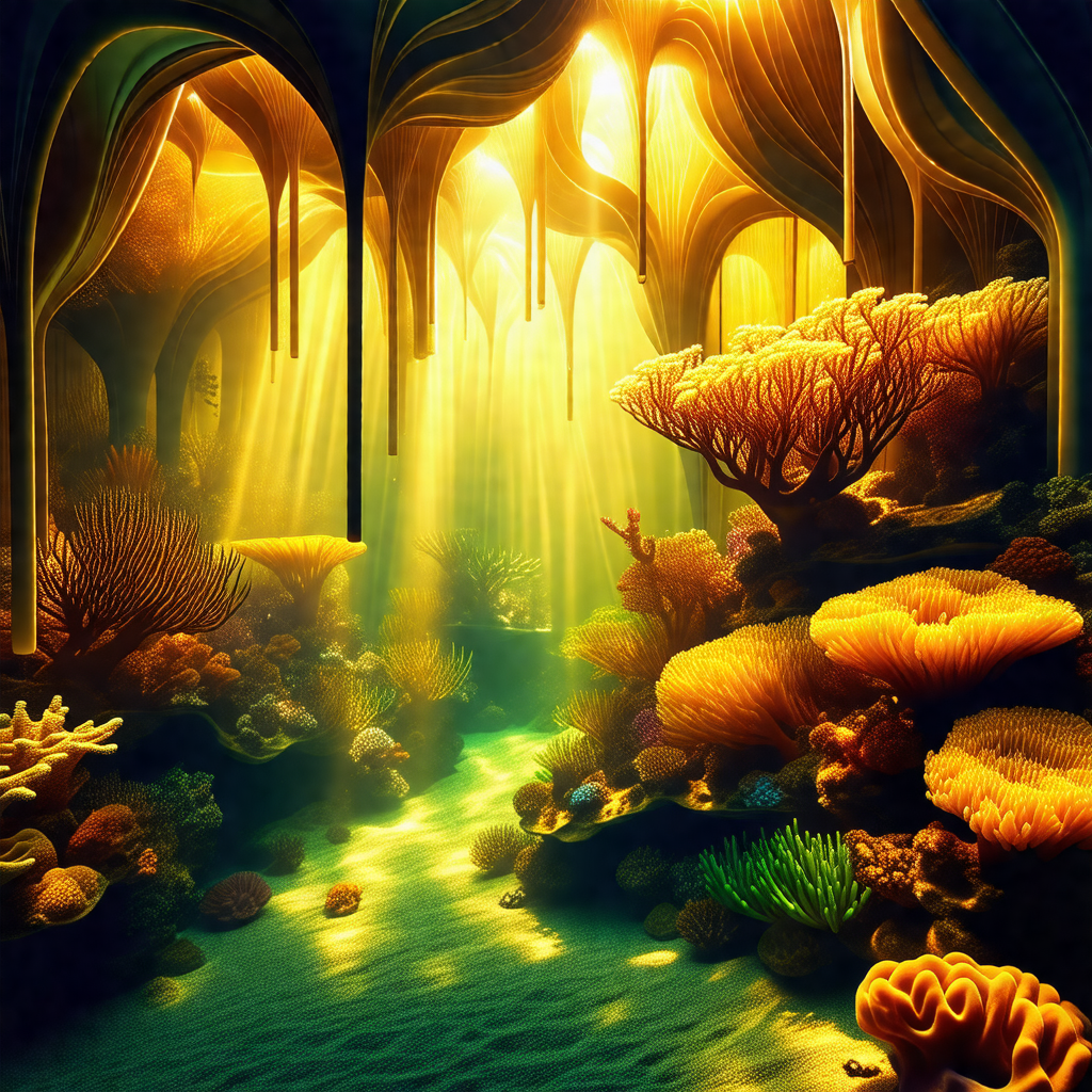 Vibrant underwater scene with a variety of colorful sea c...