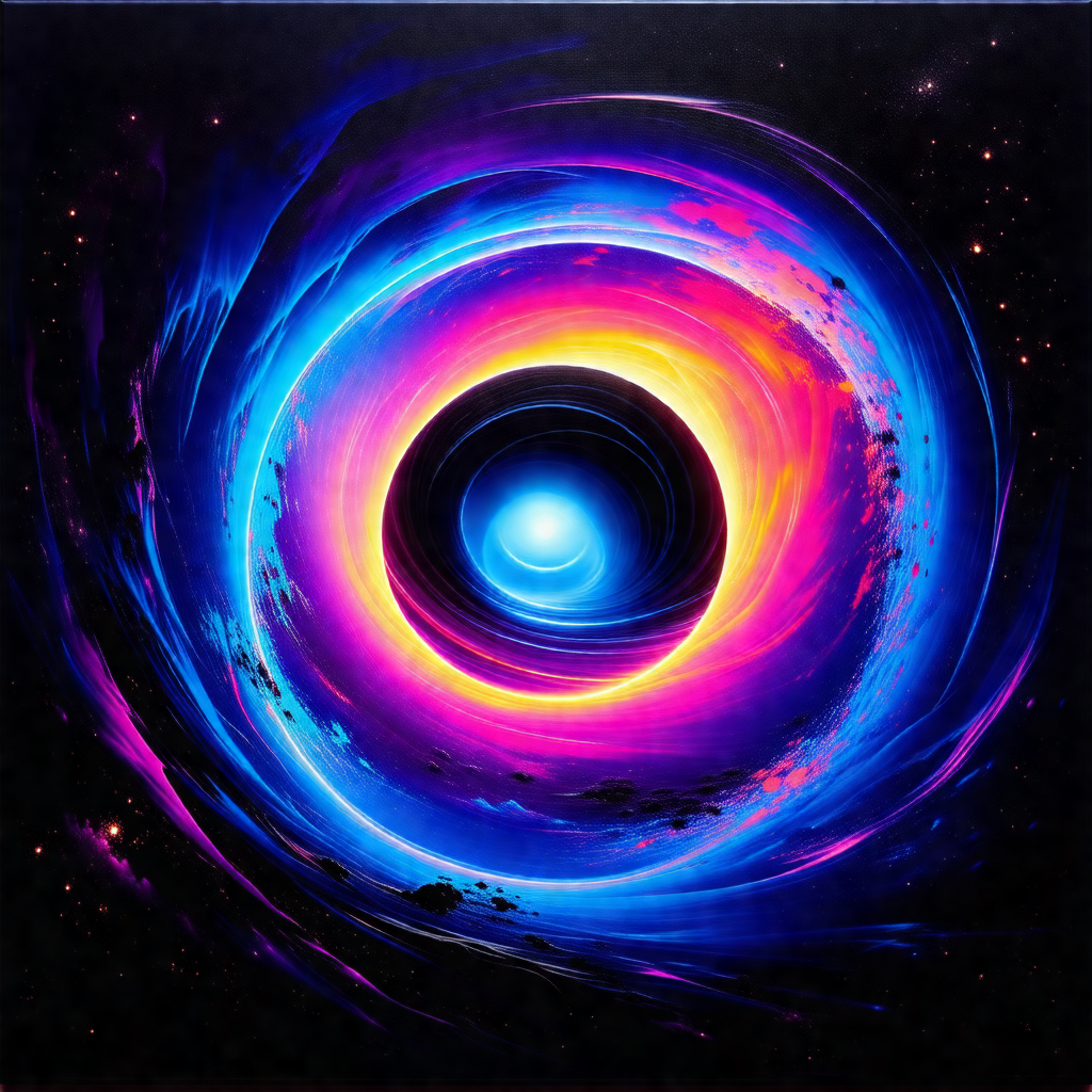 Large, colorful, and swirling vortex, which appears to be...