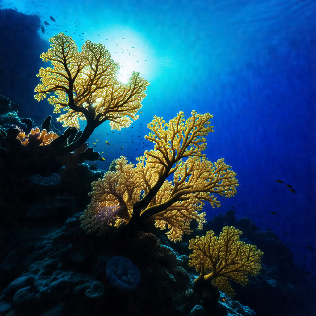 Beautiful underwater scene with a variety of coral reefs ...