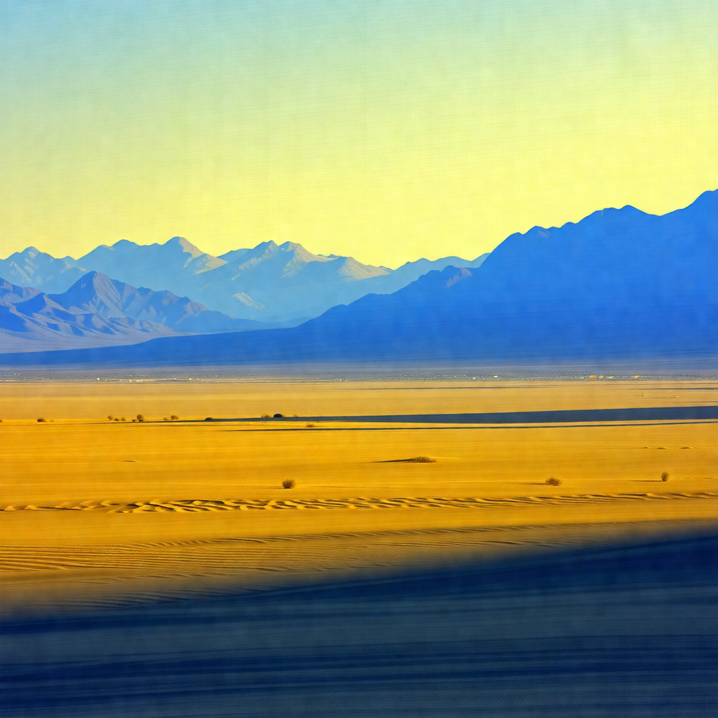 Beautiful desert landscape with a mountain range in the b...