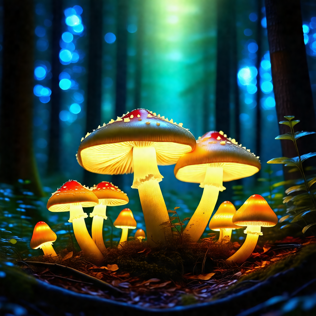 Group of mushrooms growing in a forest