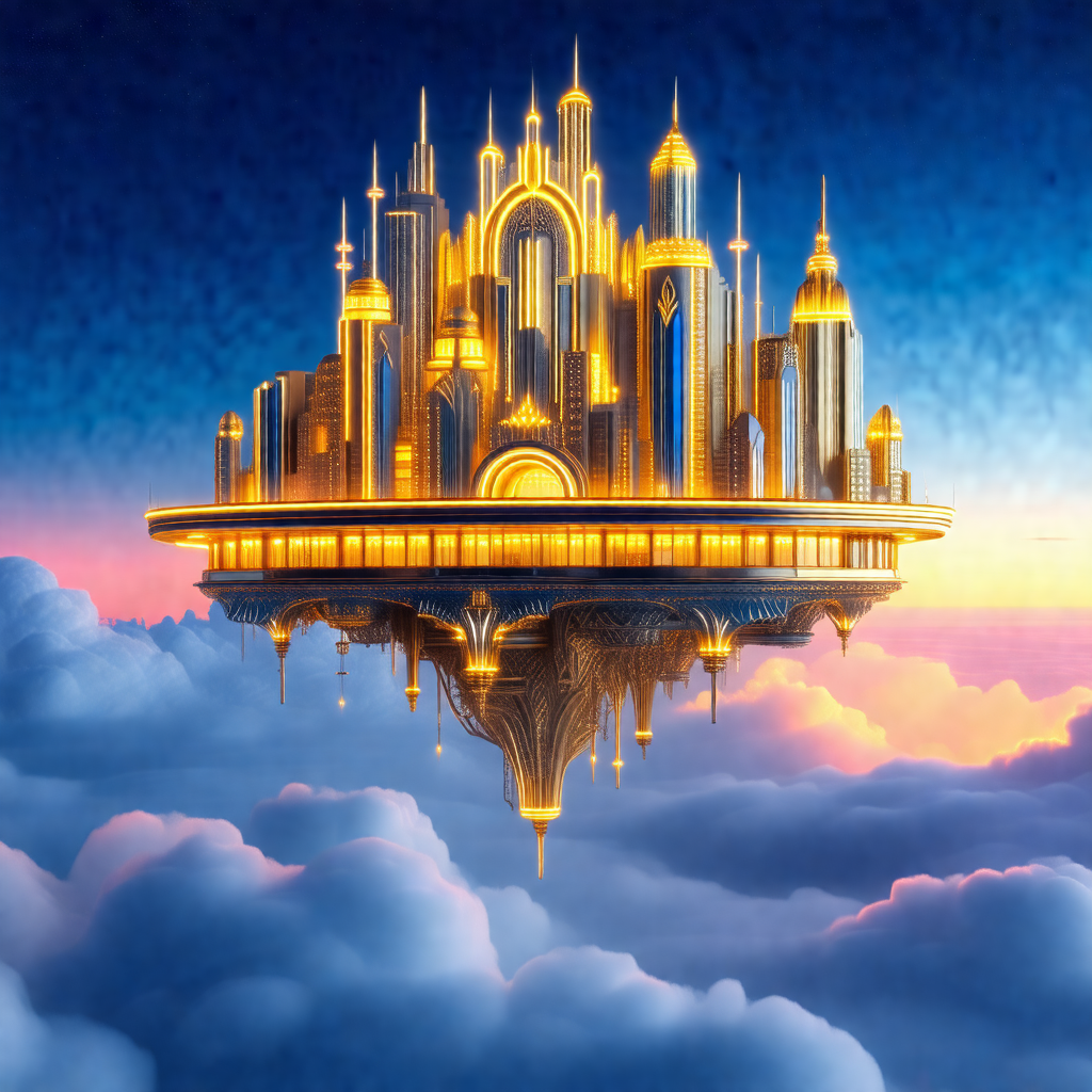 Beautifully designed castle floating in the sky